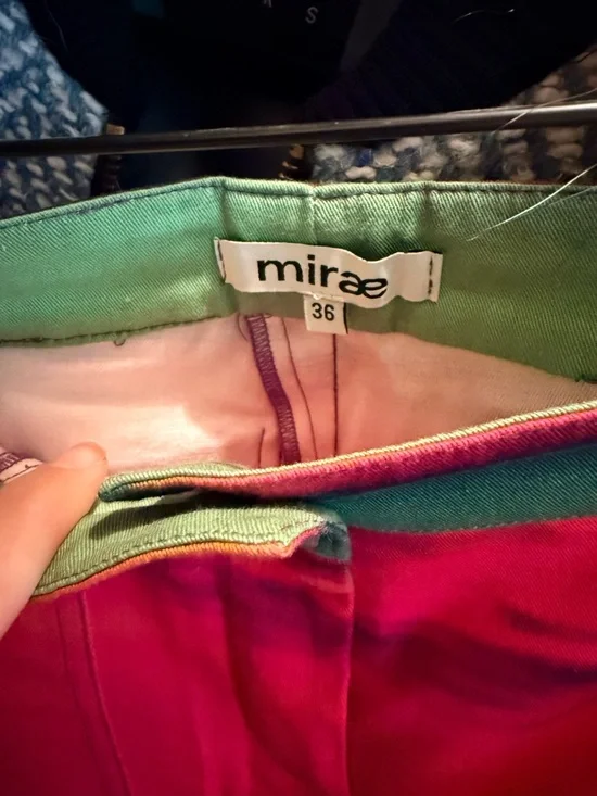 Colorblock Fringe Wide-Leg Pants in Purple, Green & Pink - Picture 3 of 6